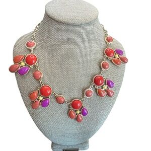 Coral and Purple Statement Necklace
